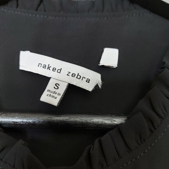 Naked Zebra black sleeveless blouse with ruffle high neck detail size small - Picture 6 of 8